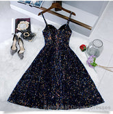 Glitter Spaghetti Straps Cute Short Semi Formal Prom Dresseses Tight Tea Length Homecoming Dresses